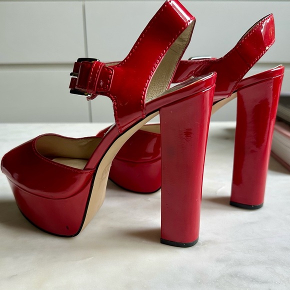 Michael Kors Red Platform Mary Jane Heels - Picture 2 of 9